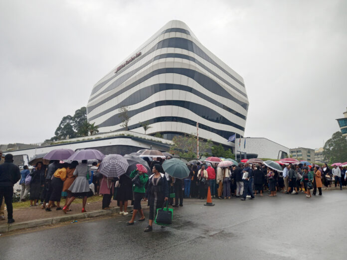 Palazzo 1 (Job seekers thronged around the Hilton Garden Inn Mbabane for the ICC interviews Pics Musa Simelane)