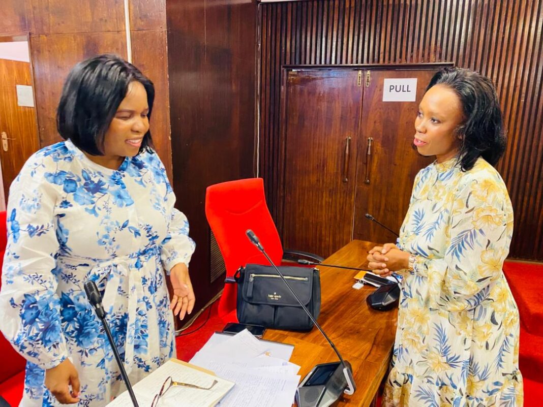 Minister of Home Affairs Princess Lindiwe with an official during yesterday's debate. Minister of Home Affairs Princess Lindiwe with an official during yesterday's debate.
