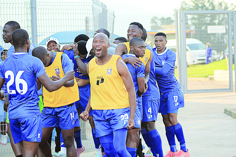 Royal Leopard celebrating their equlizing goal scored by Felix Bardehorst.