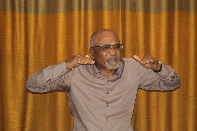 walter5 Businessman Walter Bennett stresses a point during the Annual General Meeting (AGM) held at Mountain View Hotel yesterday. (Pics: Mduduzi Mngomezulu)