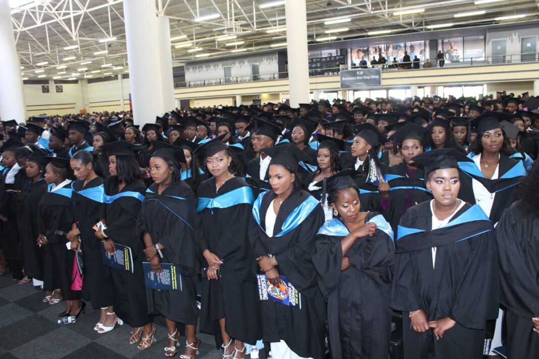 A section of over 1 000 graduates who were conferred with certificates and degrees yesterday.