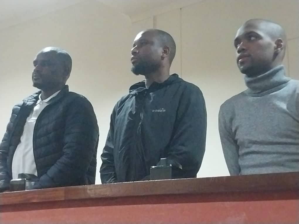 Three of the ATM bombing suspects pictured in court yesterday (Pic Kwanele Sibiya) Three of the ATM bombing suspects pictured in court yesterday. (Pic: Kwanele Sibiya)