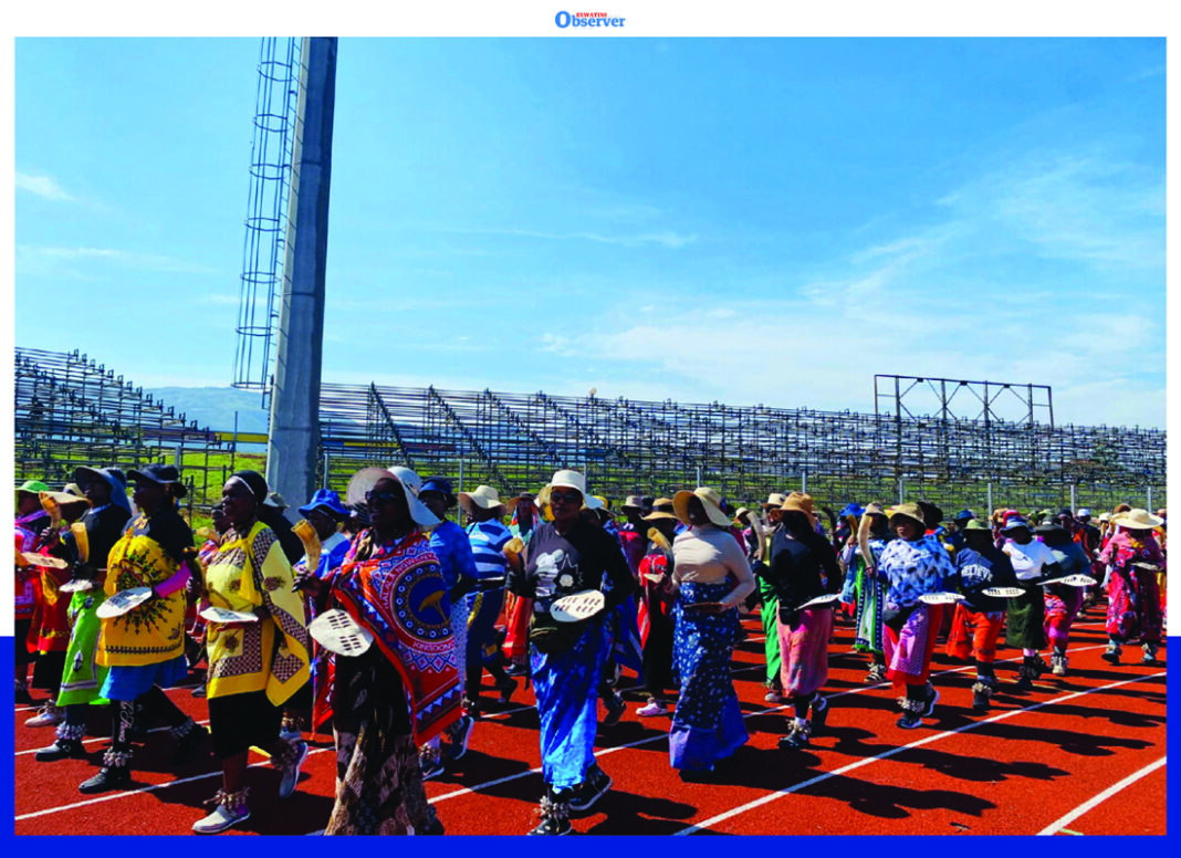 Lutsango marches with energy and cultural pride during rehearsals.