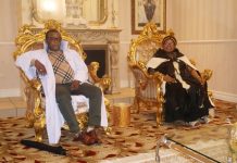 Lunyazi pays courtesy visit to Indlovukazi Nazareth Baptist Church His Holiness Lunyazi Lwezulu meeting Her Majesty the Indlovukazi at Buhleni Royal Residence yesterday afternoon.