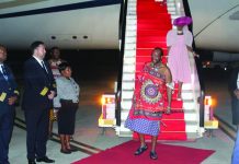 King back with new opportunities His Majesty King Mswati III and Inkhosikati LaMashwama upon arrival at the KMIII International Airport.