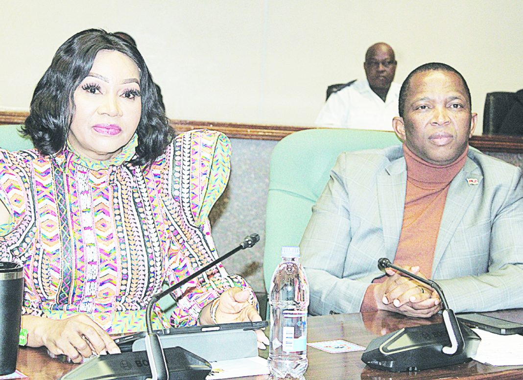 Senate President Lindiwe Dlamini and House of Assembly Speaker Jabulani Mabuza during a post-mortem on the State Opening and the Organisation of African, Caribbean and Pacific States (OACPS) and European Union (EU) 1st Parliamentary Assembly in Parliament yesterday. (Pics: Lucky Simelane)