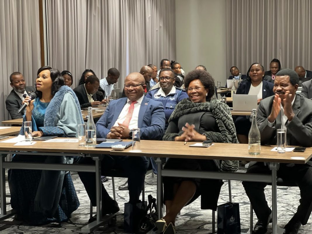 0c08bbd0-8100-4d25-975b-e363d9c220f8 Senate President Lindiwe Dlamini makes a submission while Minister of Commerce, Industry amd Trade Manqoba Khumalo, portfolio committee Chairperson Lindiwe Ngwenya and Senator Chief Ngome Ndlangamandla look on at the engagement workshop held at the Hilton Garden Inn on Thursday. (Pic: Nokuzola Thwala)
