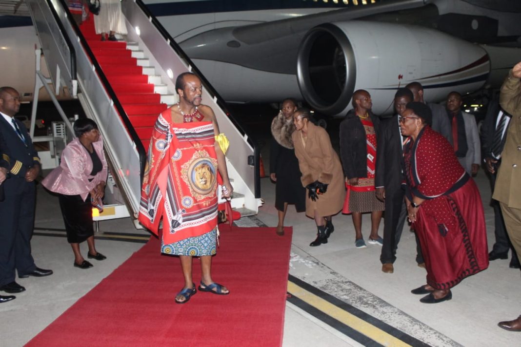 His Majesty King Mswati III upon his return from the 9th Summit of the Southern African Customs Union (SACU) Heads of State and Government yesterday.