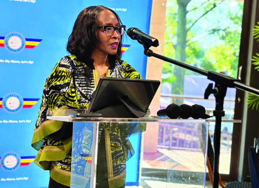 ESWACAA Director General Andile Mtetwa-Amaeshi making her remarks at the event.