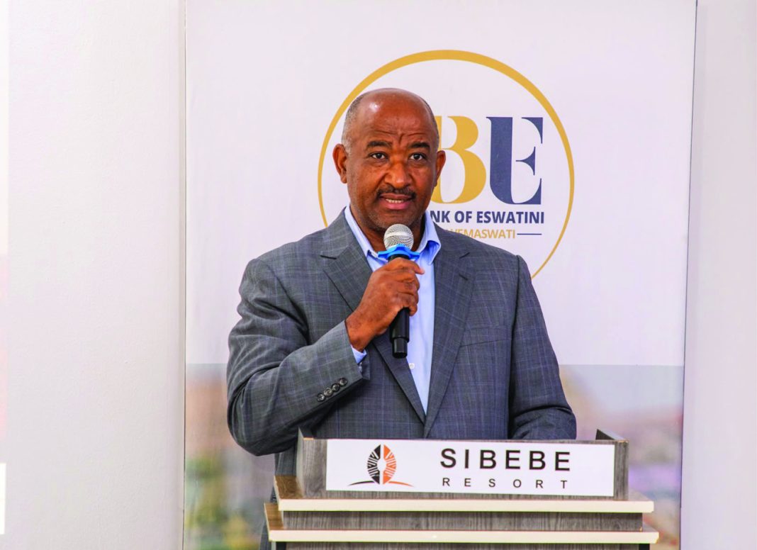 Central Bank of Eswatini Governor Dr Phil Mnisi making his remarks during the Governor’s annual engagement with the media at Sibebe Resort yesterday.