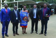 Mbabane Govt Hospital Woes: Critical staff shortage in every department MPs Sabelo Ndlangamandla, Hope Shiba, Bhekithemba Bhembe, Petros Sibandze and Mzwandile Mamba before the start of the sitting.