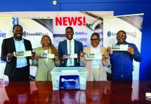 Five readers share E10 000 in Transact Nomakuphi EswatiniBank draw EswatiniBank Marketing Officer Sakhile Simelane, flanked by Eswatini Observer’s Nhlanhla Ngwenya, Nqobile Simelane, Nonjabulo Mabunda and Nelson Fakudze, display the winning entries during the EswatiniBank ‘Transact Nomakuphi’ draw held at the Eswatini Observer offices yesterday.