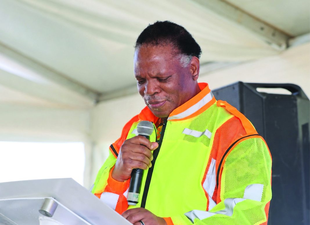 Minister of Natural Resources and Energy Prince Lonkhokhela, delivers his remarks.