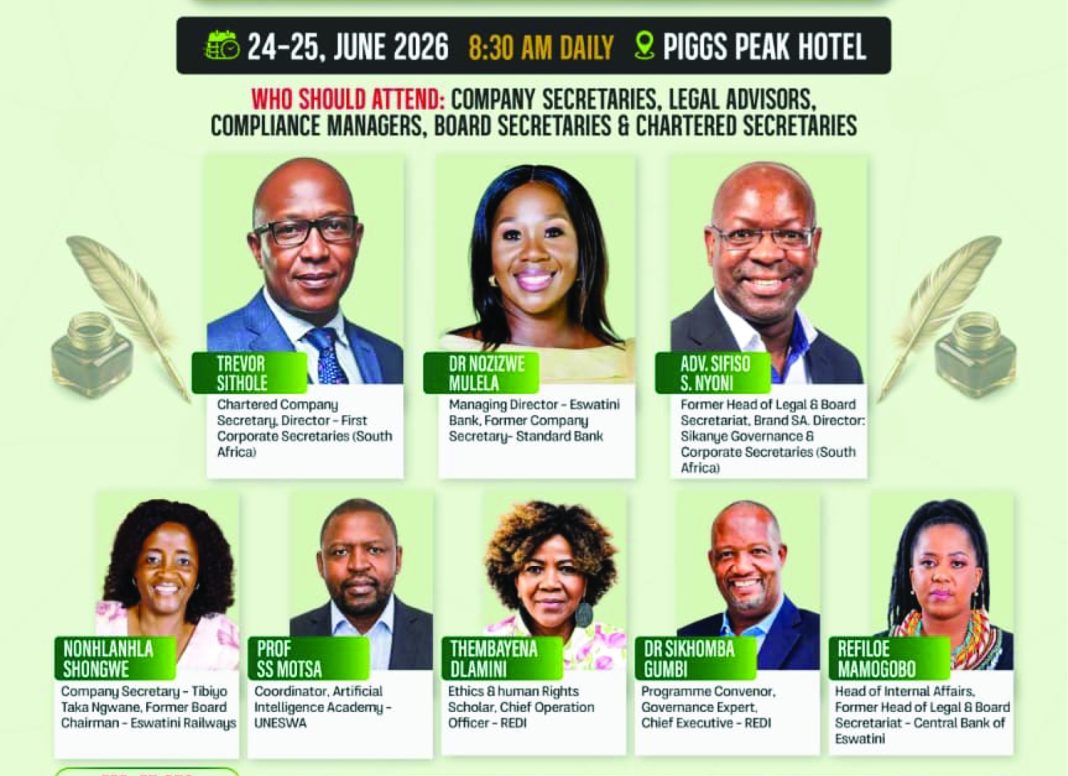 REDI Governance professionals, legal experts and corporate leaders will gather at Pigg’s Peak Hotel for Eswatini’s inaugural National Convention of Company Secretaries.