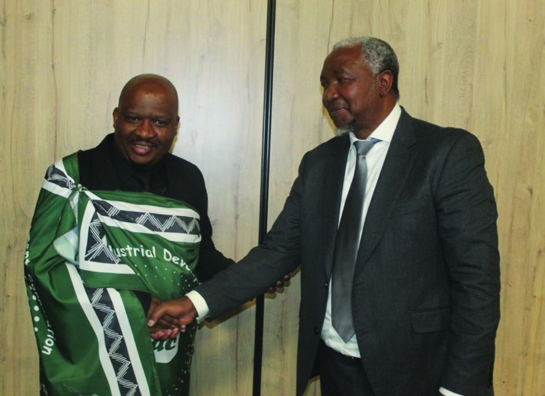 SACU Under Secretary in the Ministry of Commerce, Industry and Trade Phesheya Dube with SACU Task Team Chairperson Sibu Khumalo during the official opening of the SACU Task Team on Automotive and Mineral Beneficiation at the Happy Valley hotel yesterday.