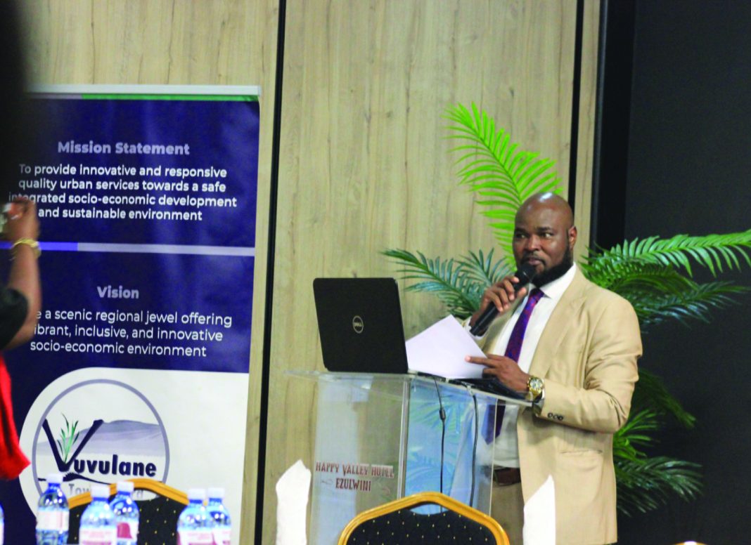 Simunye FEstssss Simunye Fest Organising Committee member Msutfu Masilela outlines the vision behind the inaugural festival during the official media launch at Happy Valley Hotel.