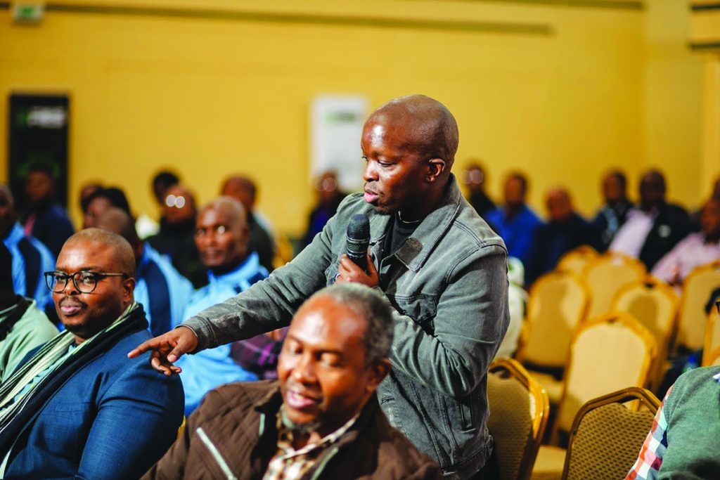 A participant putting his point accross.