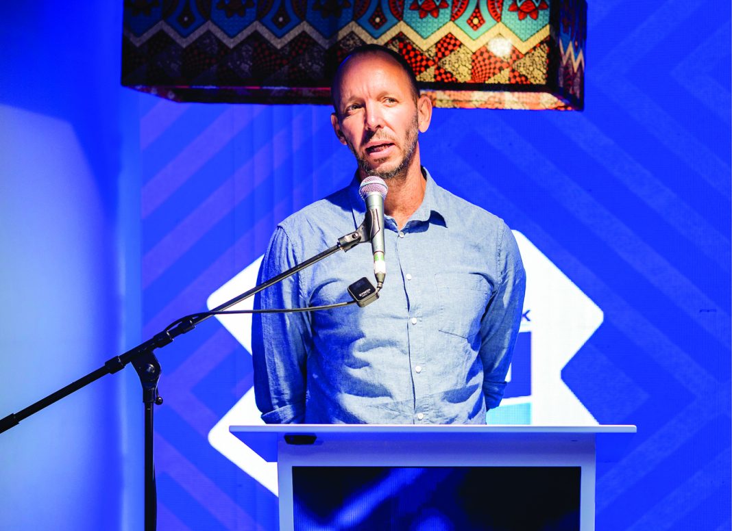 Jiggs Luju Festival Creative Director Jiggs Thorne addresses guests during the official launch of the Standard Bank Luju Food & Lifestyle Festival in Maputo.