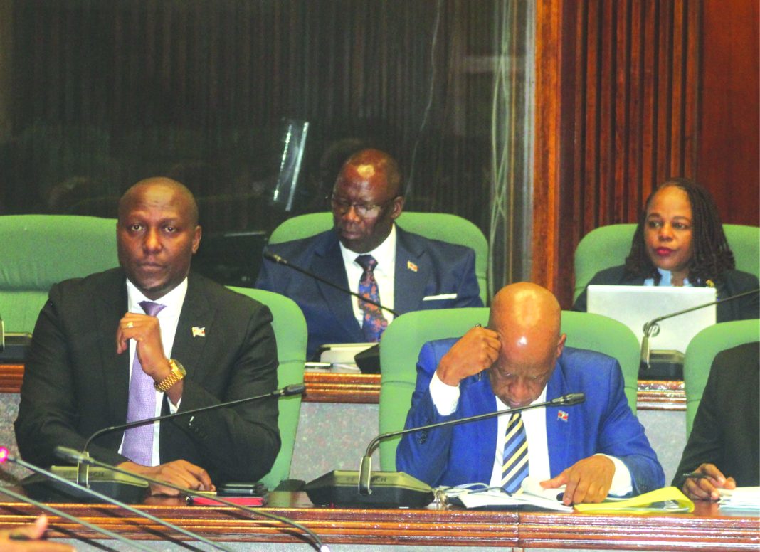 Prime Minister Russell Dlamini, Secretary to Cabinet Victor Nxumalo and PS in the Cabinet Office Bheki Bhembe listen to the submissions.(Pics: Mduduzi Mngomezulu)