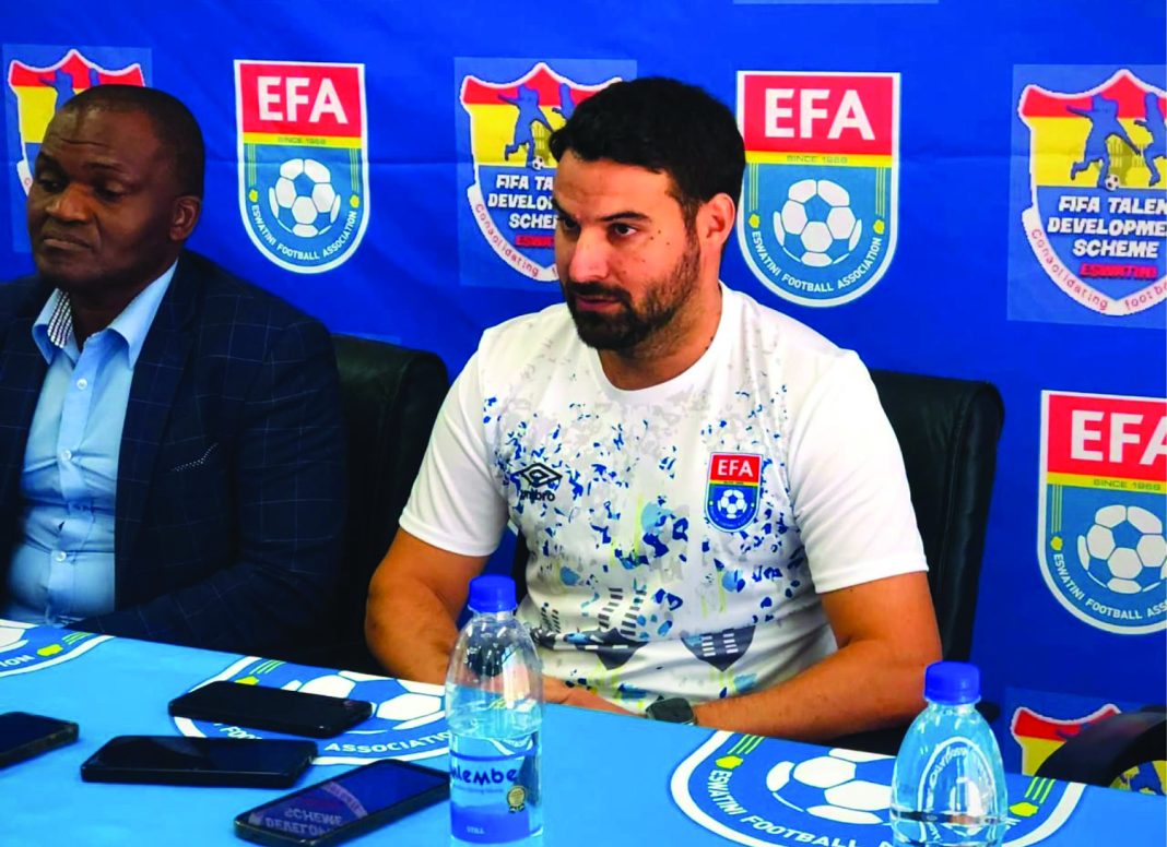 Talent Coach Newly-appointed EFA Talent coach Tomeu Perello Palou making his remarks during his unveiling yesterday.