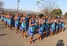 Imbali arrive at Ludzidzini Royal Residence for Umhlanga Reed Dance